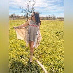 Upcycled PLAYBOY Asymmetrical Tee with Two Ways to Wear